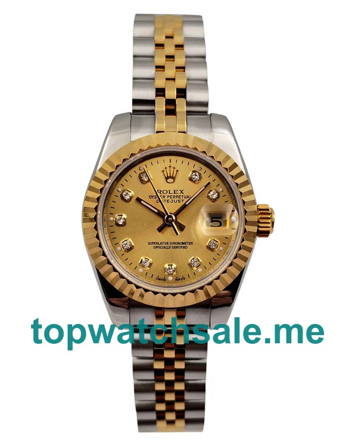 UK Champagne Dials Steel And Gold Rolex Lady-Datejust 179173 Replica Watches