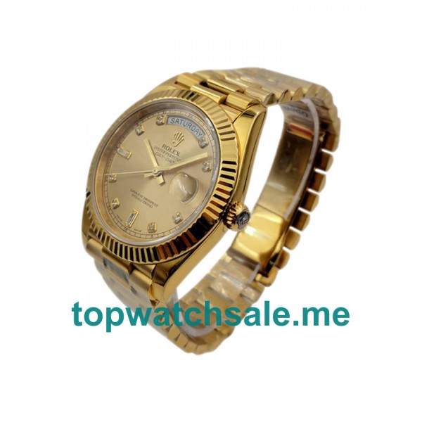 UK Champagne Dials Gold Rolex Day-Date II 218238 KW Replica Watches