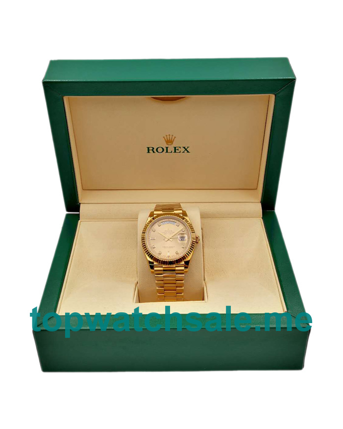 UK Champagne Dials Gold Rolex Day-Date II 218238 KW Replica Watches