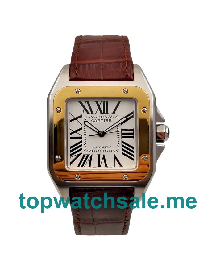 UK White Dials Steel And Rose Gold Cartier Santos 100 W20107X7 Replica Watches