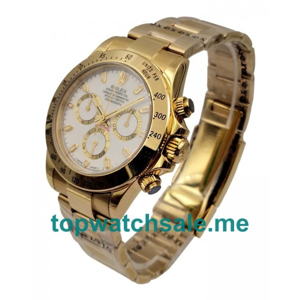 UK White Dials Gole Rolex Daytona 116528 Replica Watches