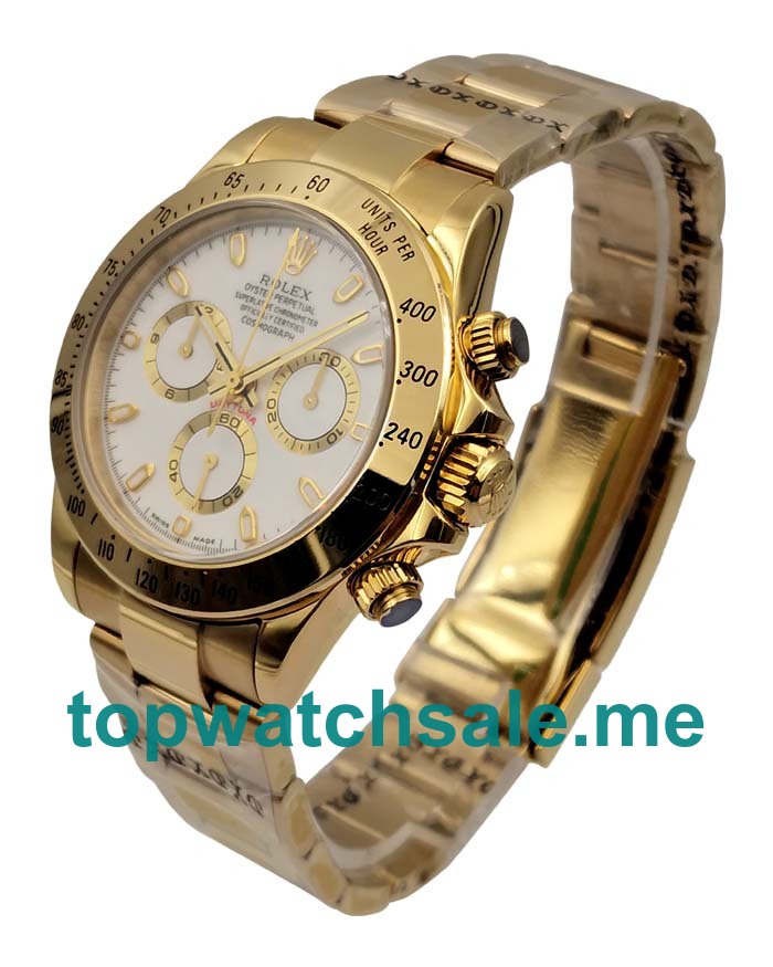 UK White Dials Gole Rolex Daytona 116528 Replica Watches