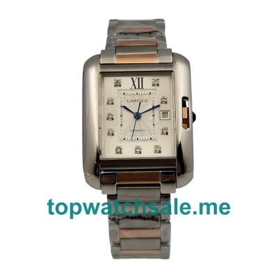 UK Silver Dials Steel And Rose Gold Cartier Tank Anglaise WT100025 Replica Watches