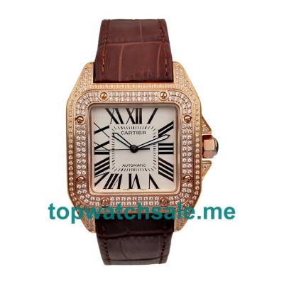 UK White Dials Rose Gold Cartier Santos WM502151 Replica Watches