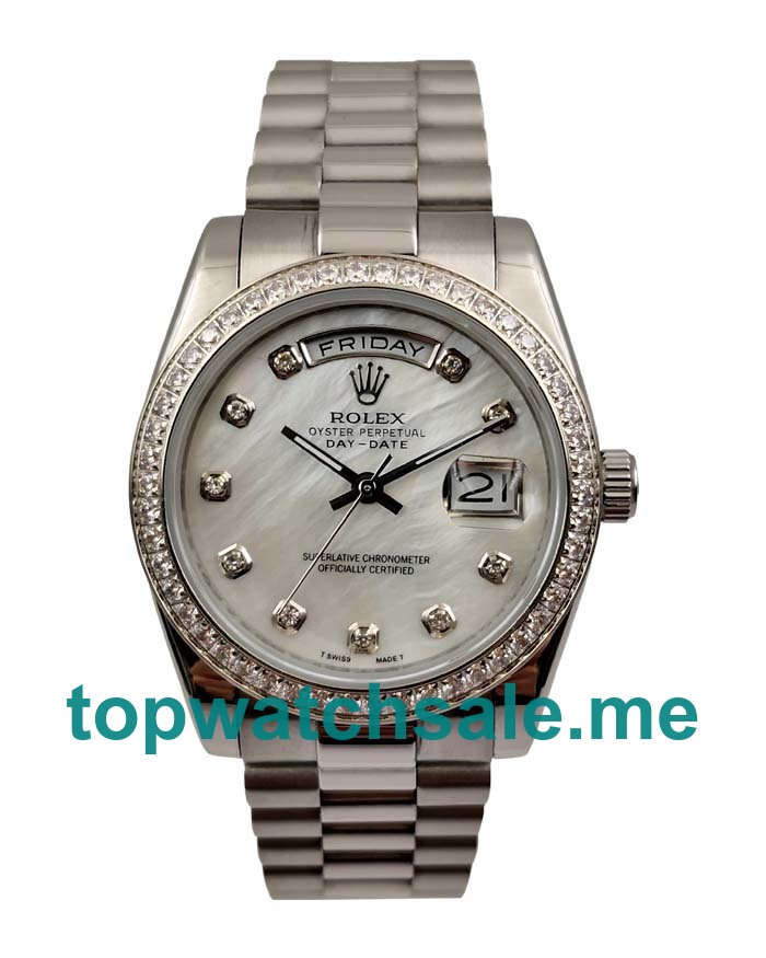 UK White Mother-of-pearl Dials Steel Rolex Day-Date 118346 Replica Watches