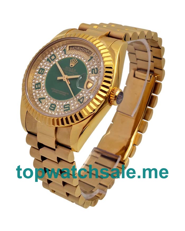 UK Green Diamond Dials Gold Rolex Day-Date 118348 Replica Watches