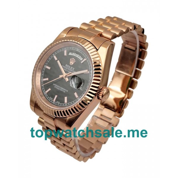 UK Black Dials Rose Gold Rolex Day-Date II 218235 Replica Watches