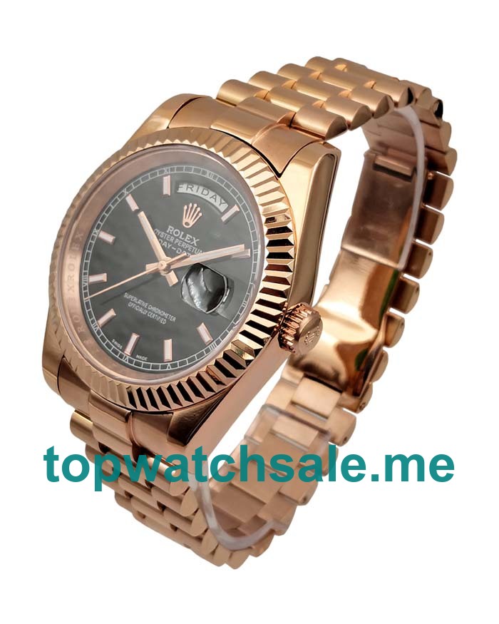 UK Black Dials Rose Gold Rolex Day-Date II 218235 Replica Watches