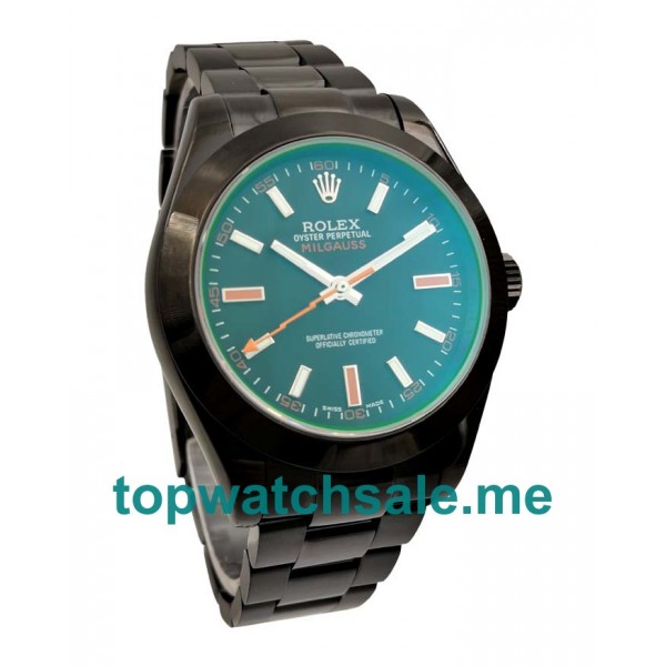 UK Black Dials Black Steel Rolex Milgauss 116400 GV Replica Watches