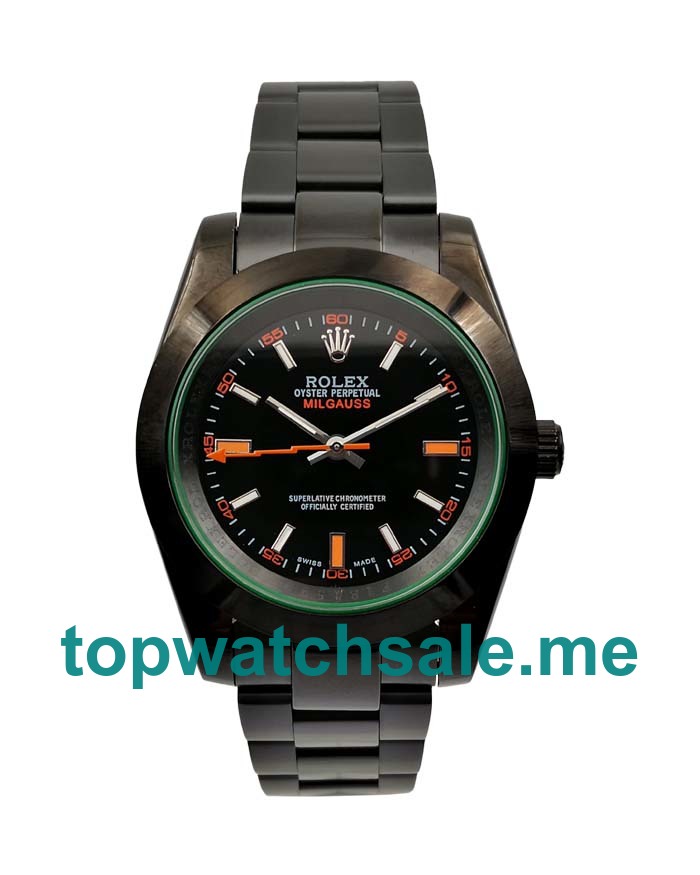 UK Black Dials Black Steel Rolex Milgauss 116400 GV Replica Watches