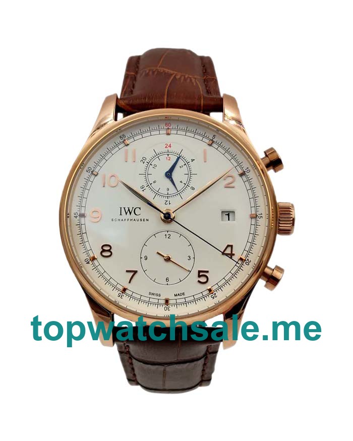 UK Silver Dials Rose Gold IWC Portugieser Chrono IW390402 Replica Watches