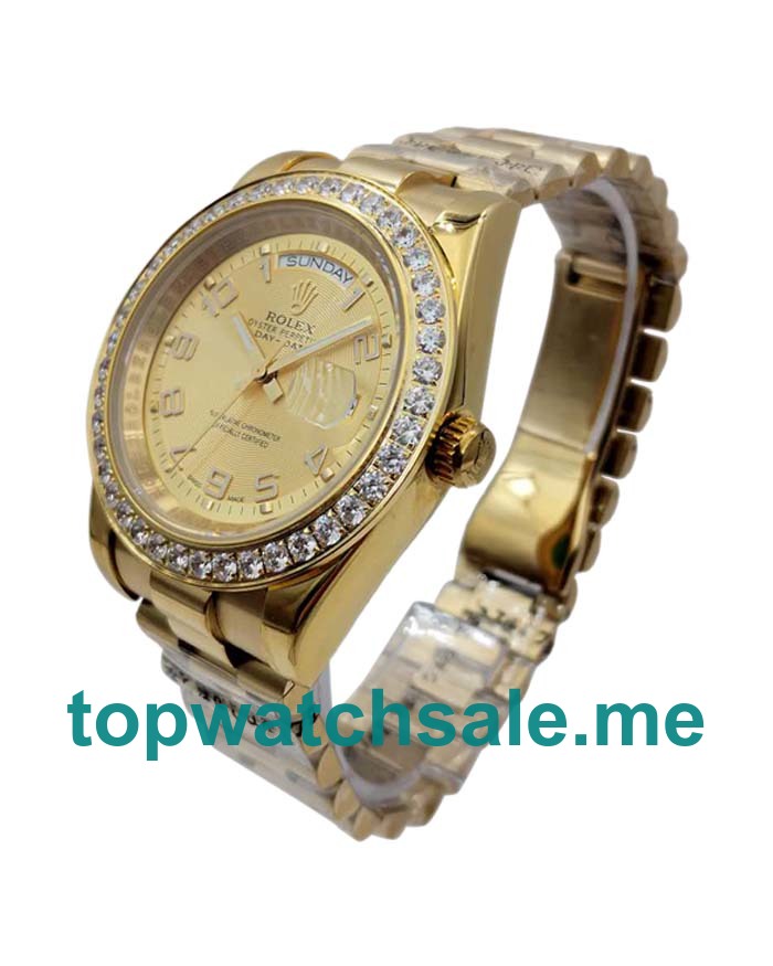 UK Champagne Dials Gold Rolex Day-Date II 218348 Replica Watches