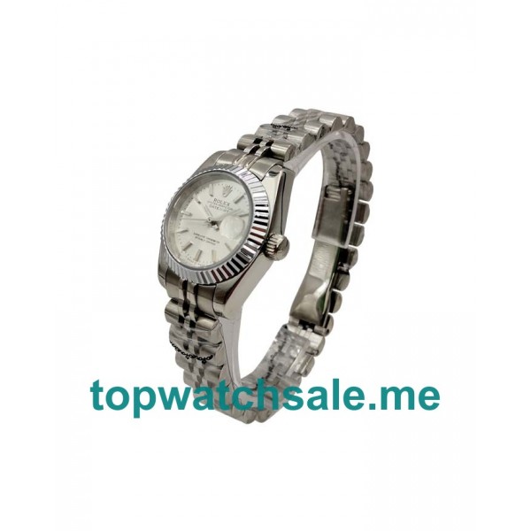 UK Silver Dials Steel Rolex Lady-Datejust 67194 Replica Watches