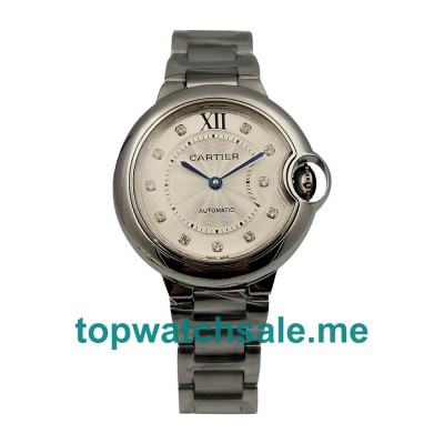 UK Silver Dials Steel Cartier Ballon Bleu WE902074 Replica Watches