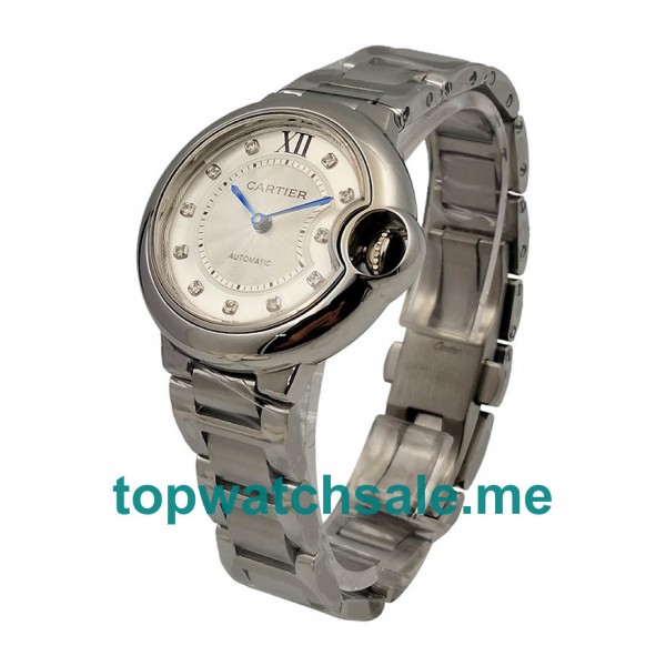 UK Silver Dials Steel Cartier Ballon Bleu WE902074 Replica Watches