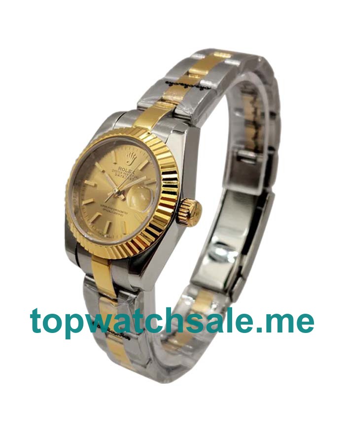 UK Champagne Dials Steel And Gold Rolex Lady-Datejust 76193 Replica Watches