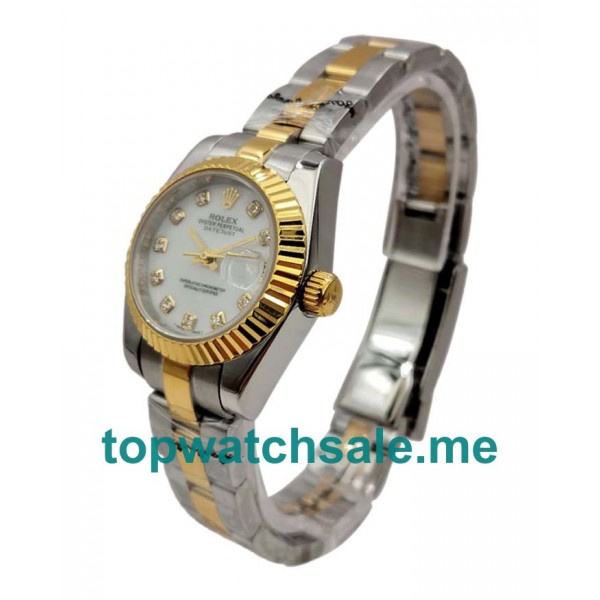 UK White Dials Steel And Gold Rolex Lady-Datejust 179173 Replica Watches