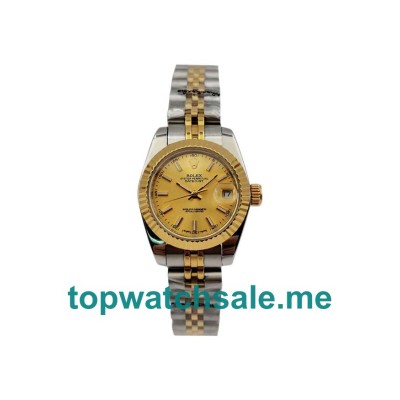 UK Champagne Dials Steel And Gold Rolex Lady-Datejust 179173 Replica Watches