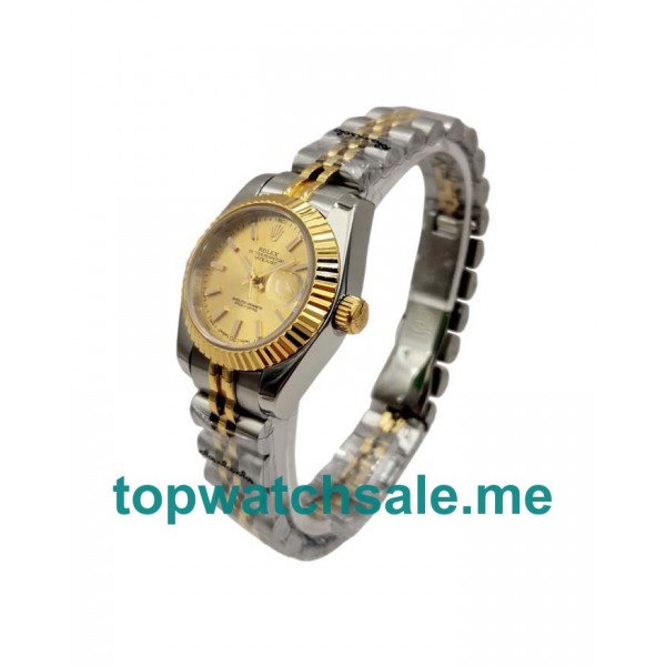 UK Champagne Dials Steel And Gold Rolex Lady-Datejust 179173 Replica Watches