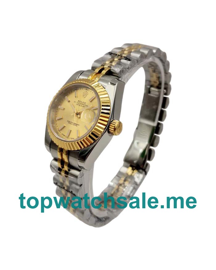 UK Champagne Dials Steel And Gold Rolex Lady-Datejust 179173 Replica Watches