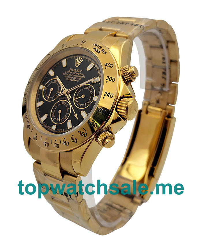 UK Black Dials Gold Rolex Daytona 116528 Replica Watches