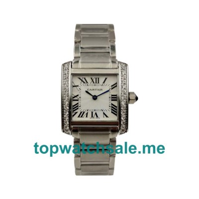 UK Silver Dials White Gold Cartier Tank Francaise WE1002S3 Replica Watches