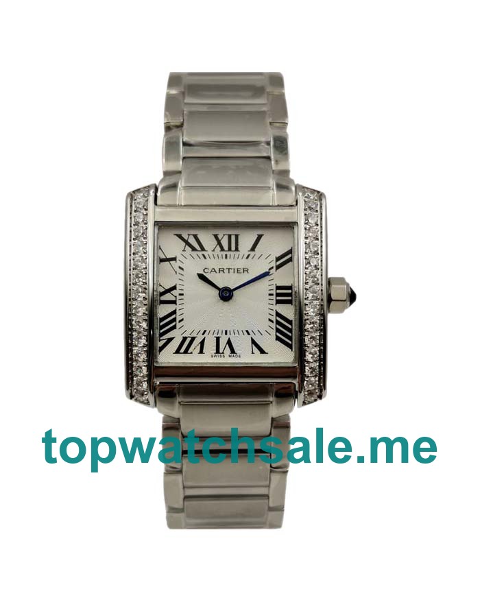 UK Silver Dials White Gold Cartier Tank Francaise WE1002S3 Replica Watches