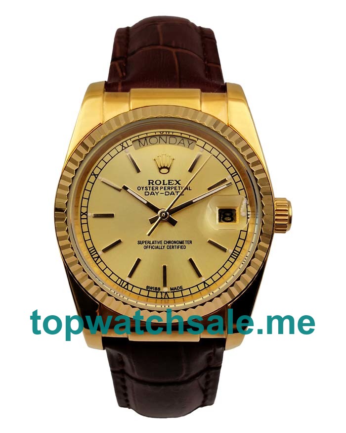 UK Champagne Dials Gold Rolex Day-Date 18038 Replica Watches