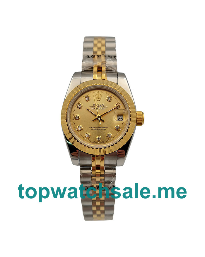 UK 26MM Champagne Dials Replica Rolex Lady-Datejust 69173 Watches