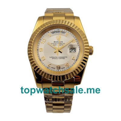 UK Ivory Dials Gold Rolex Day-Date II 218238 Replica Watches