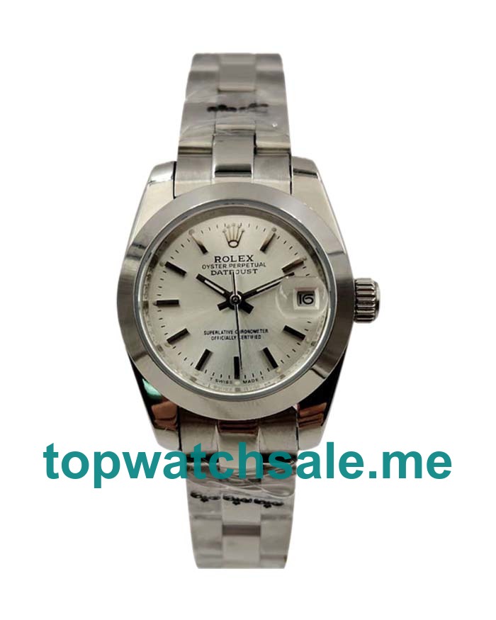 UK Silver Dials Steel Rolex Lady-Datejust 67180 Replica Watches