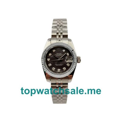 UK Black Mother Of Pearl Dials Steel And White Gold Rolex Lady-Datejust 79174 Replica Watches