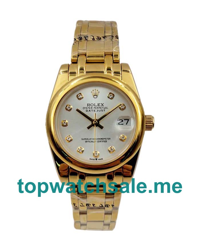 UK Silver Dials Gold Rolex Pearlmaster 81208 Replica Watches