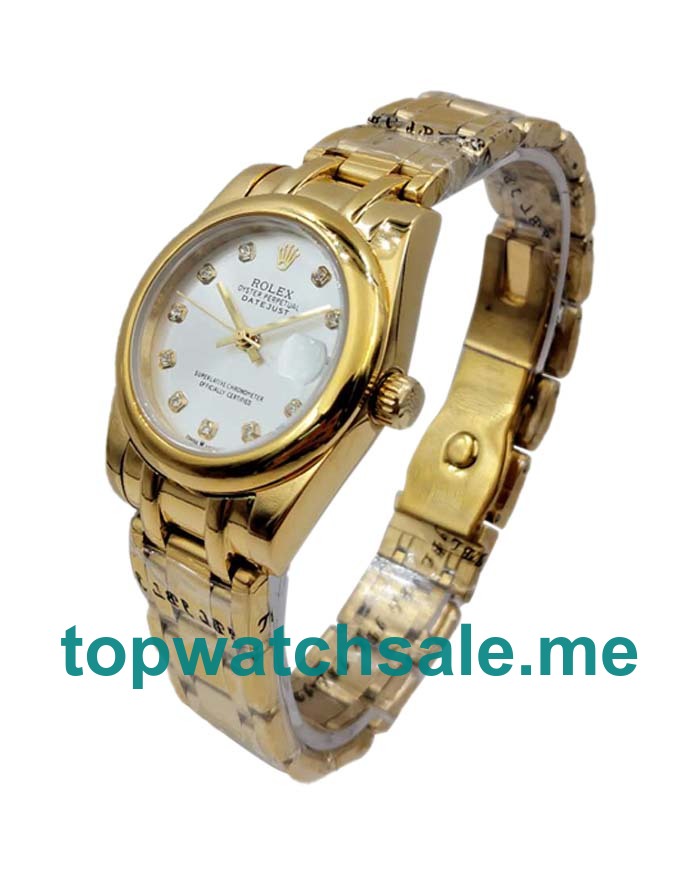 UK Silver Dials Gold Rolex Pearlmaster 81208 Replica Watches