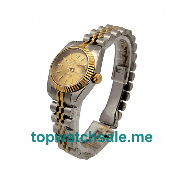 UK Champagne Dials Steel And Gold Rolex Lady-Datejust 79173 Replica Watches