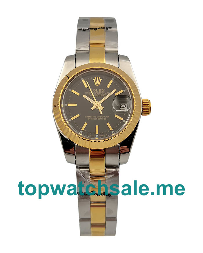 UK Black Dials Steel And Gold Rolex Lady-Datejust 69173 Replica Watches