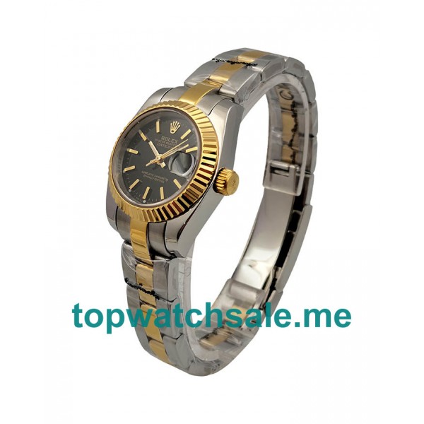 UK Black Dials Steel And Gold Rolex Lady-Datejust 69173 Replica Watches