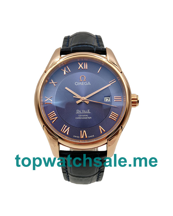 UK Blue Dials Rose Gold Omega De Ville Hour Vision 431.53.41.22.13.001 Replica Watches