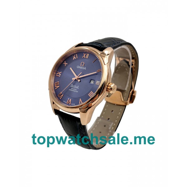 UK Blue Dials Rose Gold Omega De Ville Hour Vision 431.53.41.22.13.001 Replica Watches