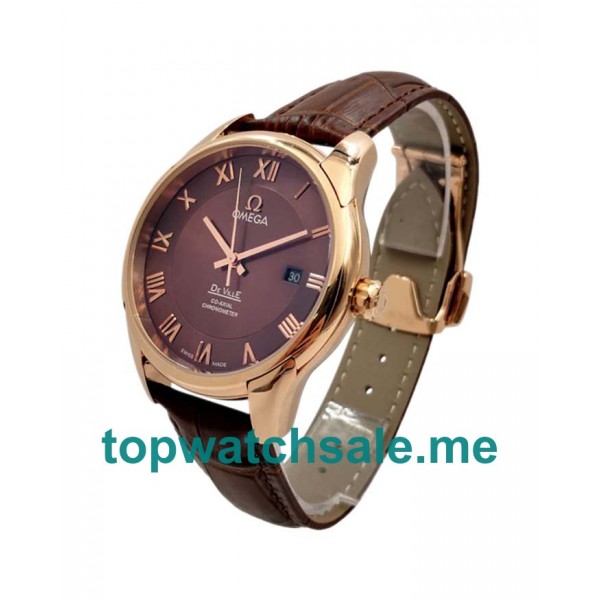 UK Brown Dials Rose Gold Omega De Ville Hour Vision 431.53.41.21.13.001 Replica Watches