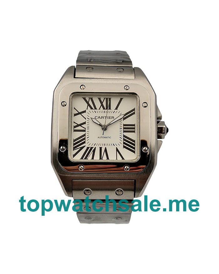 UK Silver Dials Steel Cartier Santos 100 W20073X8 Replica Watches