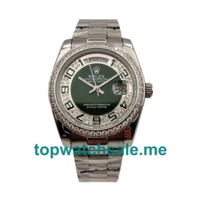 UK Green And Silver Dials Steel Rolex Day-Date 118346 Replica Watches