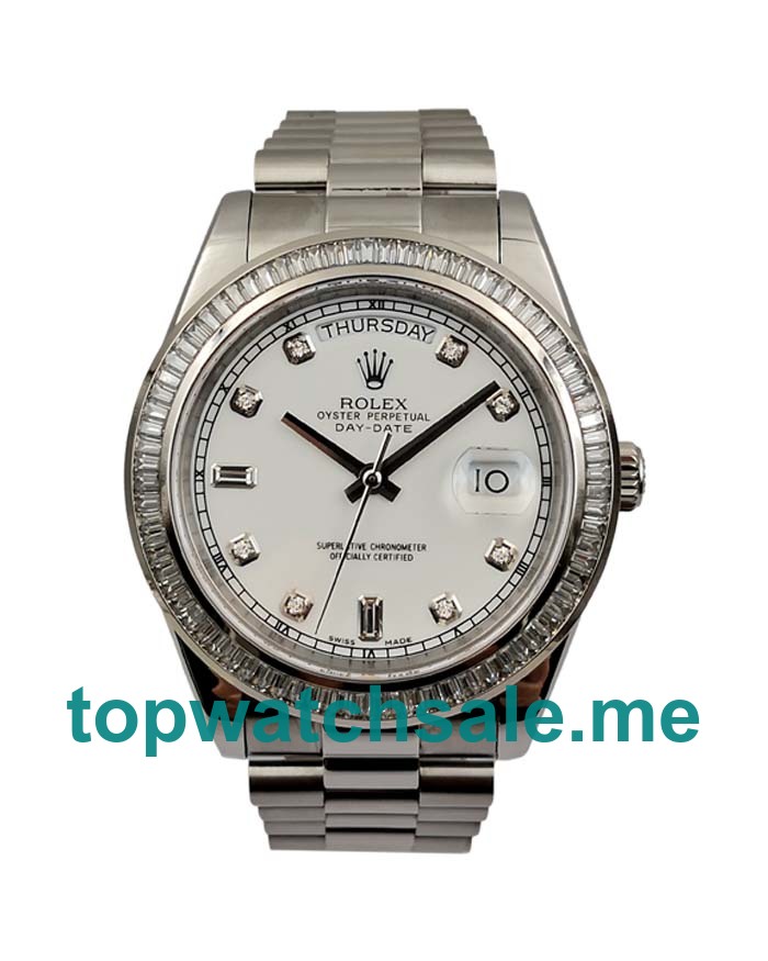 UK White Dials Steel Rolex Day-Date 118346 Replica Watches