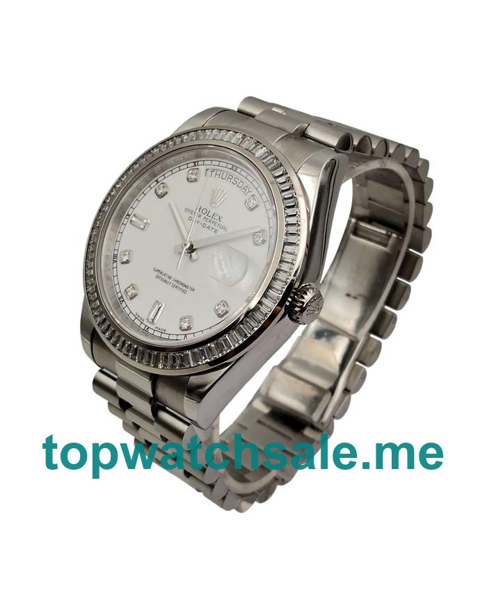 UK White Dials Steel Rolex Day-Date 118346 Replica Watches