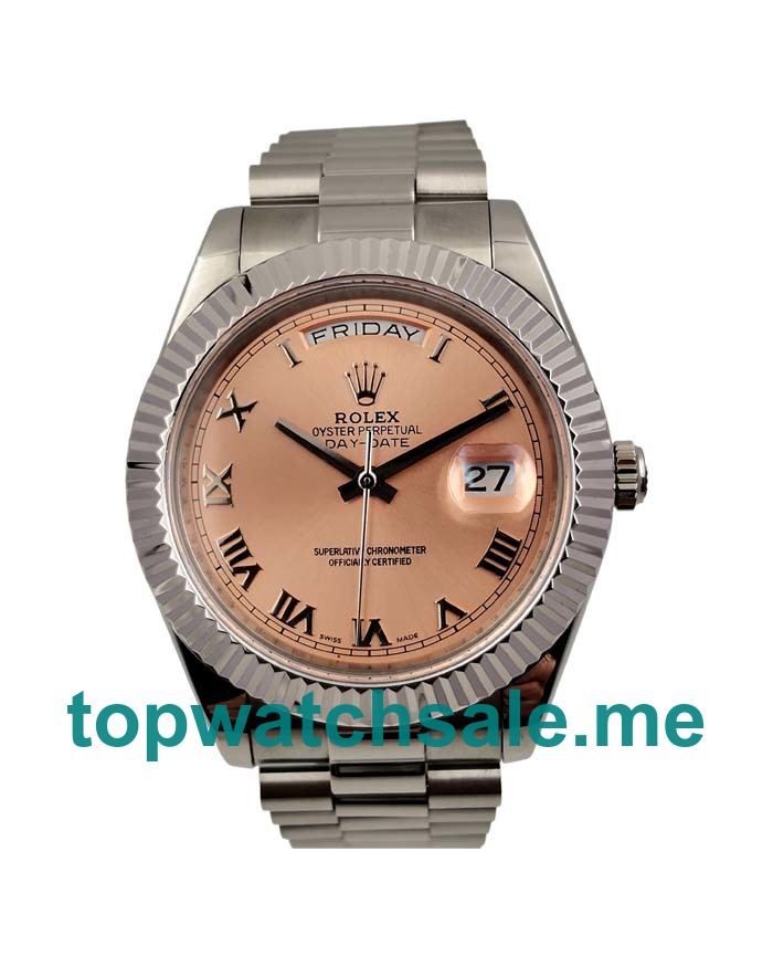 UK Pink Dials Steel Rolex Day-Date 218239 Replica Watches