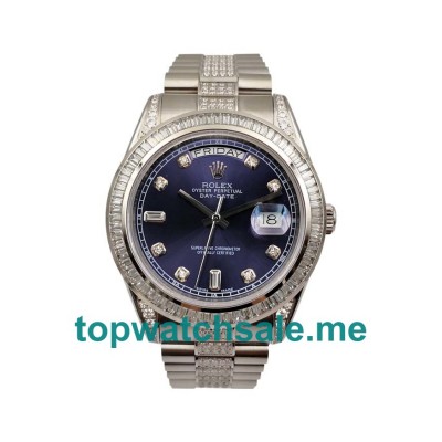 UK Blue Dials Steel Rolex Day-Date 118346 Replica Watches