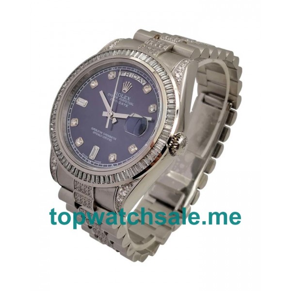 UK Blue Dials Steel Rolex Day-Date 118346 Replica Watches