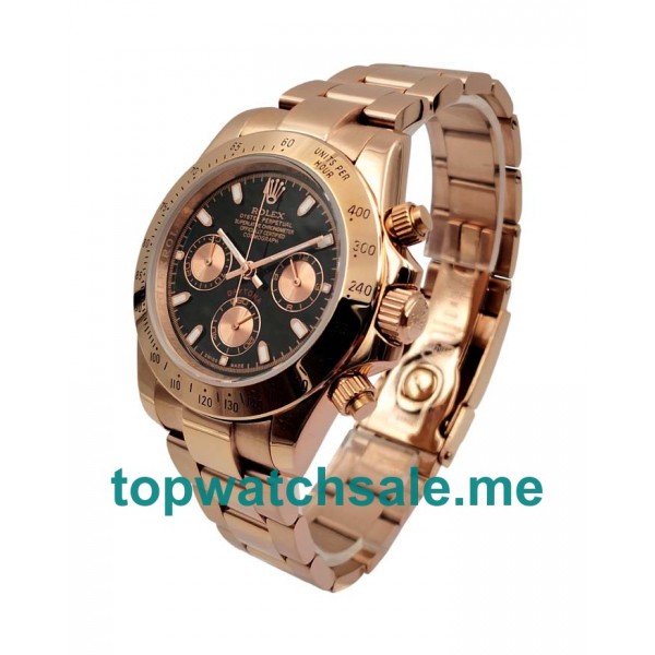 UK Black Dials Rose Gold Rolex Daytona 116505 Replica Watches