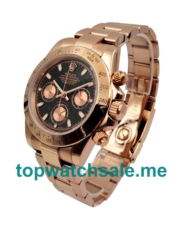 UK Black Dials Rose Gold Rolex Daytona 116505 Replica Watches