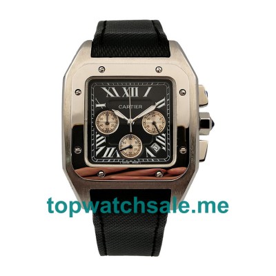 UK Black Dials Steel Cartier Santos 100 W20090X8 Replica Watches